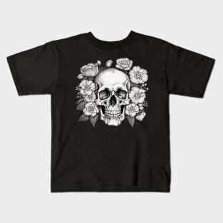 Skull with flowers Kids T-Shirt